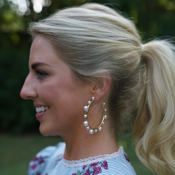 Nicola Bathie Pearl Hoop Earrings - Picture 2 of 4
